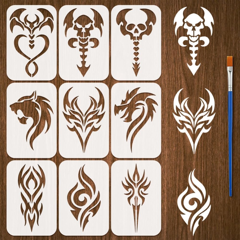 Photography Techniques - 9PCS Tattoo Pattern Stencil for Painting