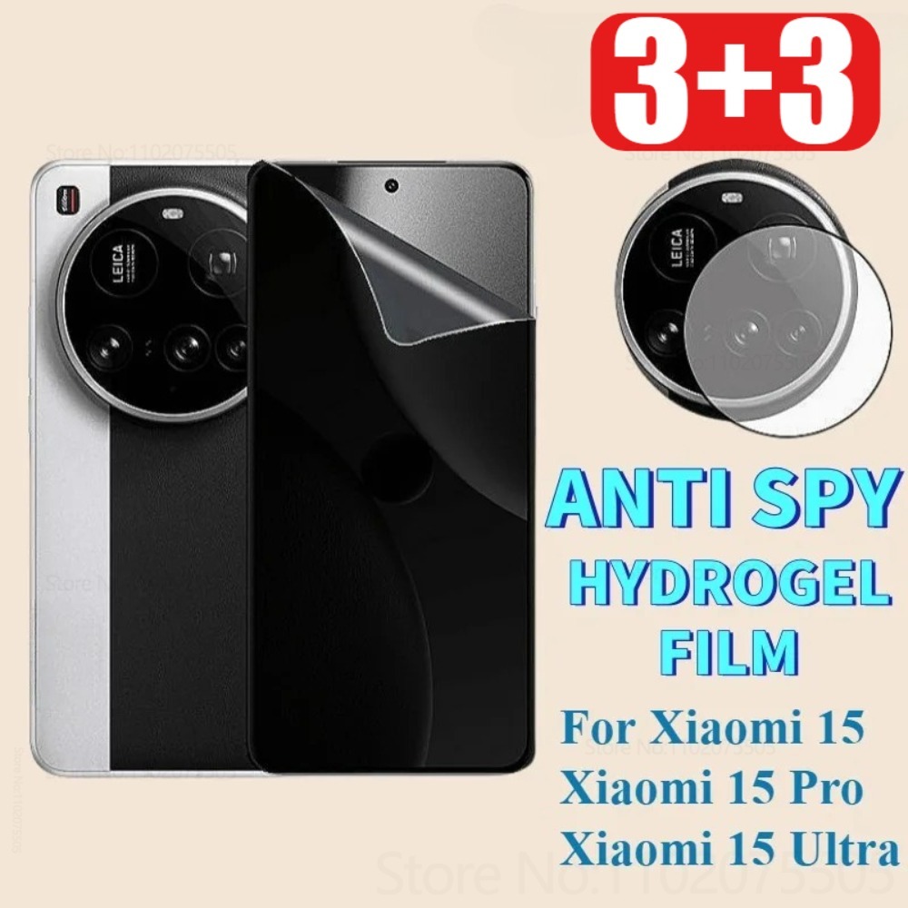 Xiaomi Photography Kit 15 Ultra - [3+3]3Pcs Privacy Hydrogel Film+3Pcs Camera Lens