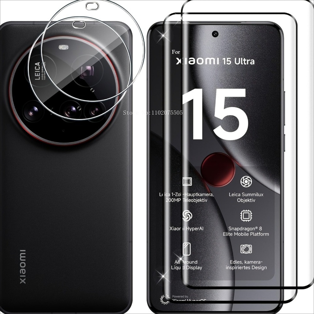 Xiaomi Photography Kit 15 Ultra - [4-in-1]2Pcs 3D Tempered Glass+2Pcs Camera Lens
