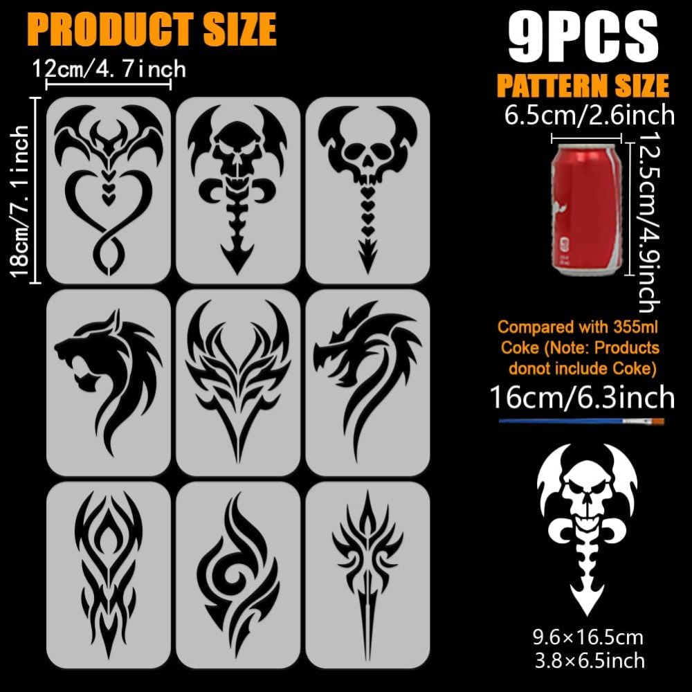 9PCS Tattoo Pattern Stencil fo - Photography Techniques 评论和价格